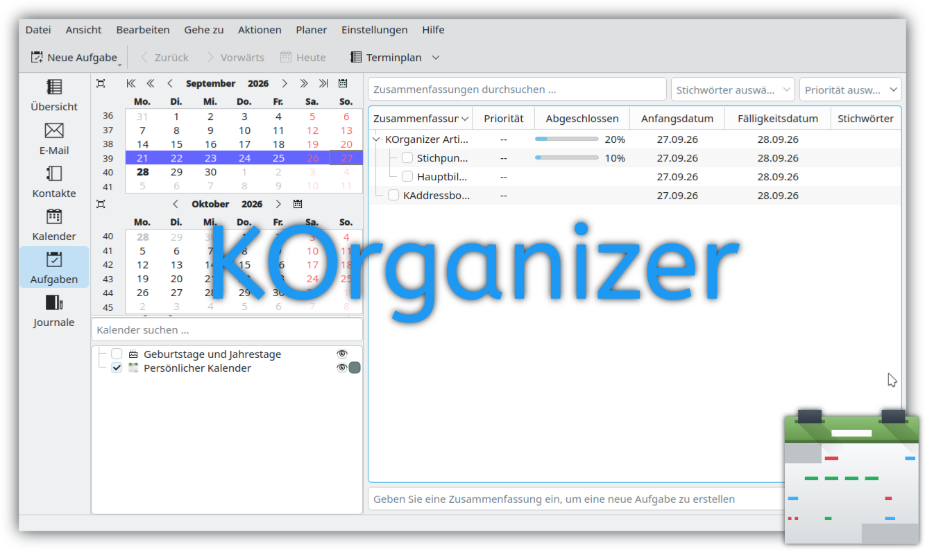 serie - pim: kde 5 - korganizer (ii): aufgaben und journale