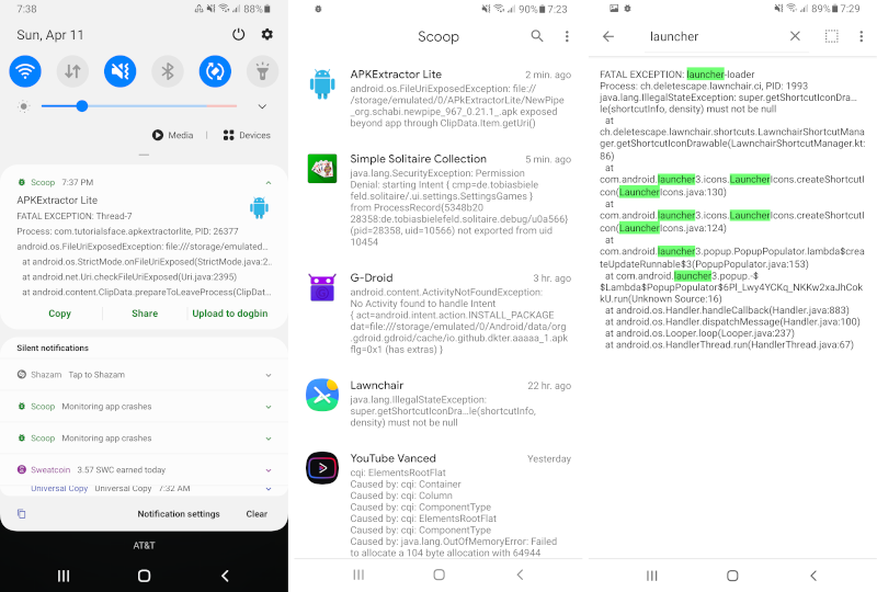 stacktrace von android-apps mit scoop auslesen