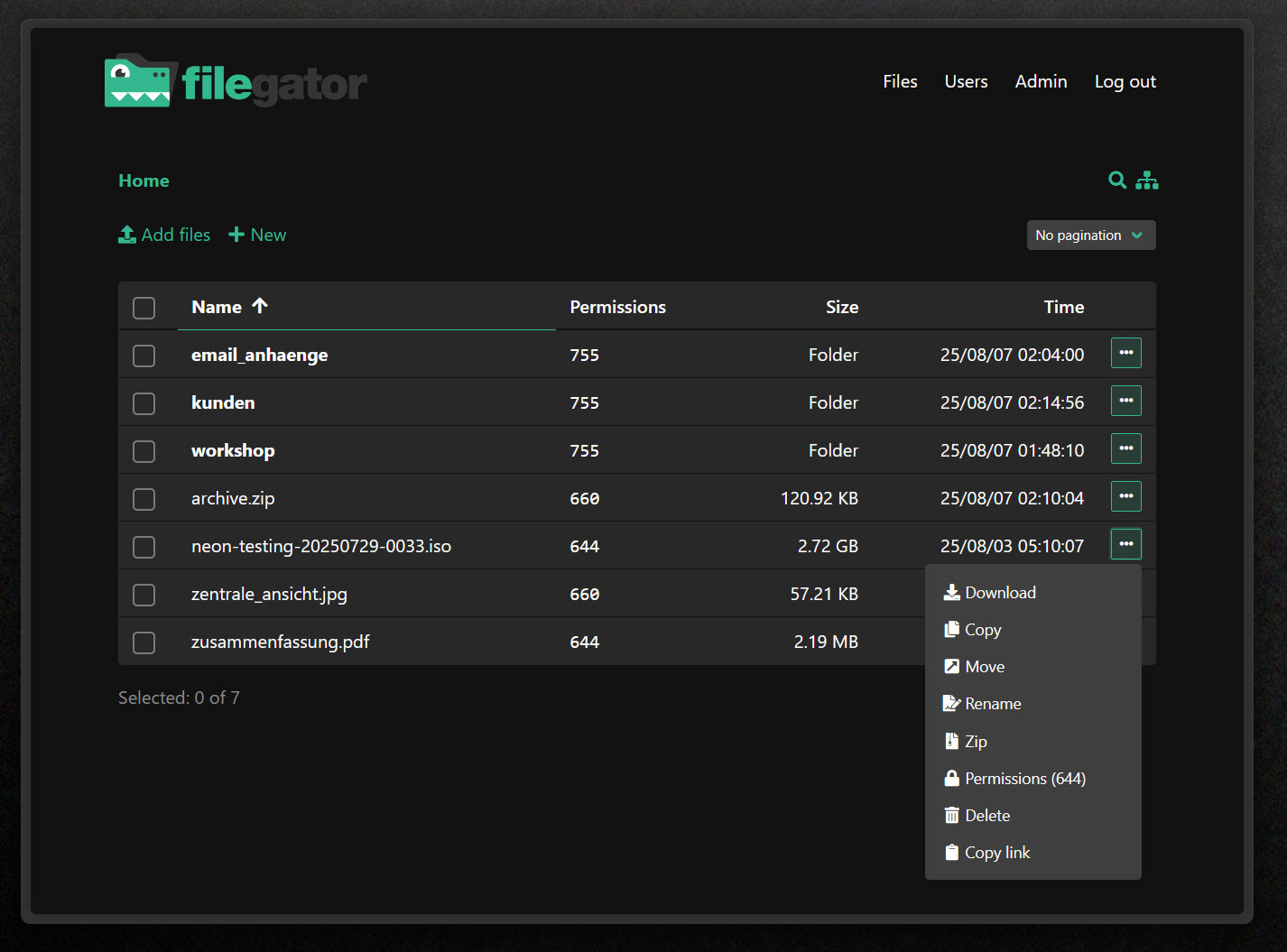 filegator. ideal für filesharing via eigenem webspace.