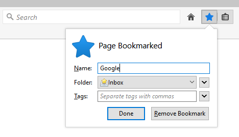 default bookmark folder für firefox