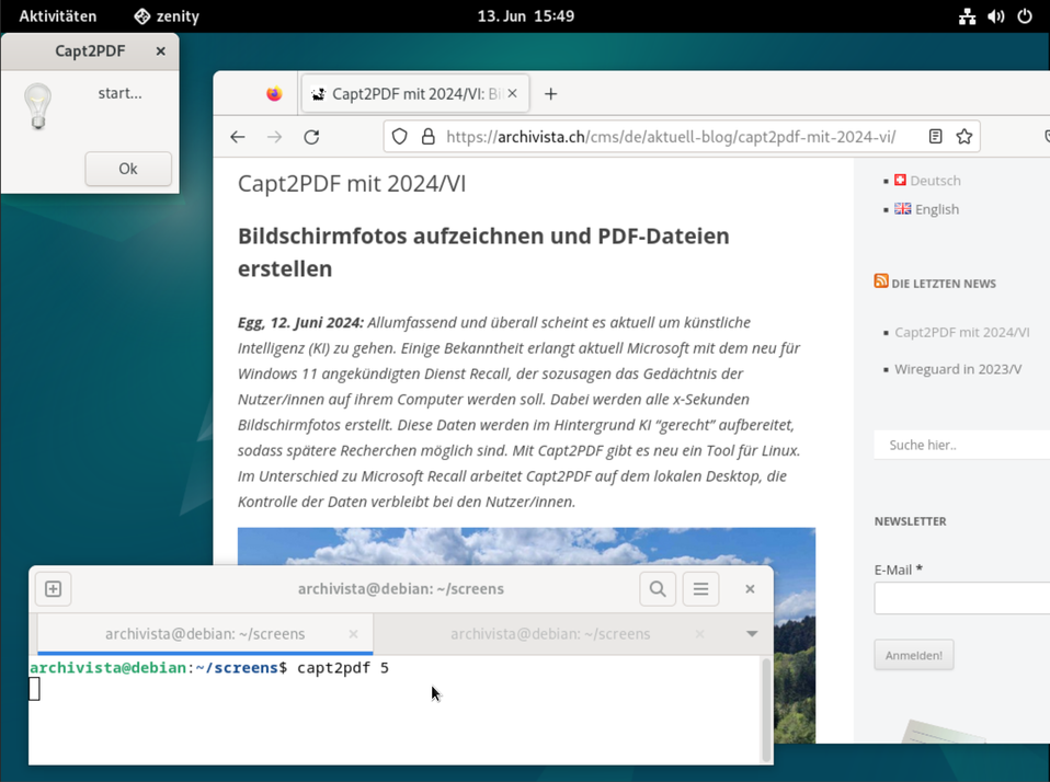 Capt2PDF: Create screenshots as searchable PDF files