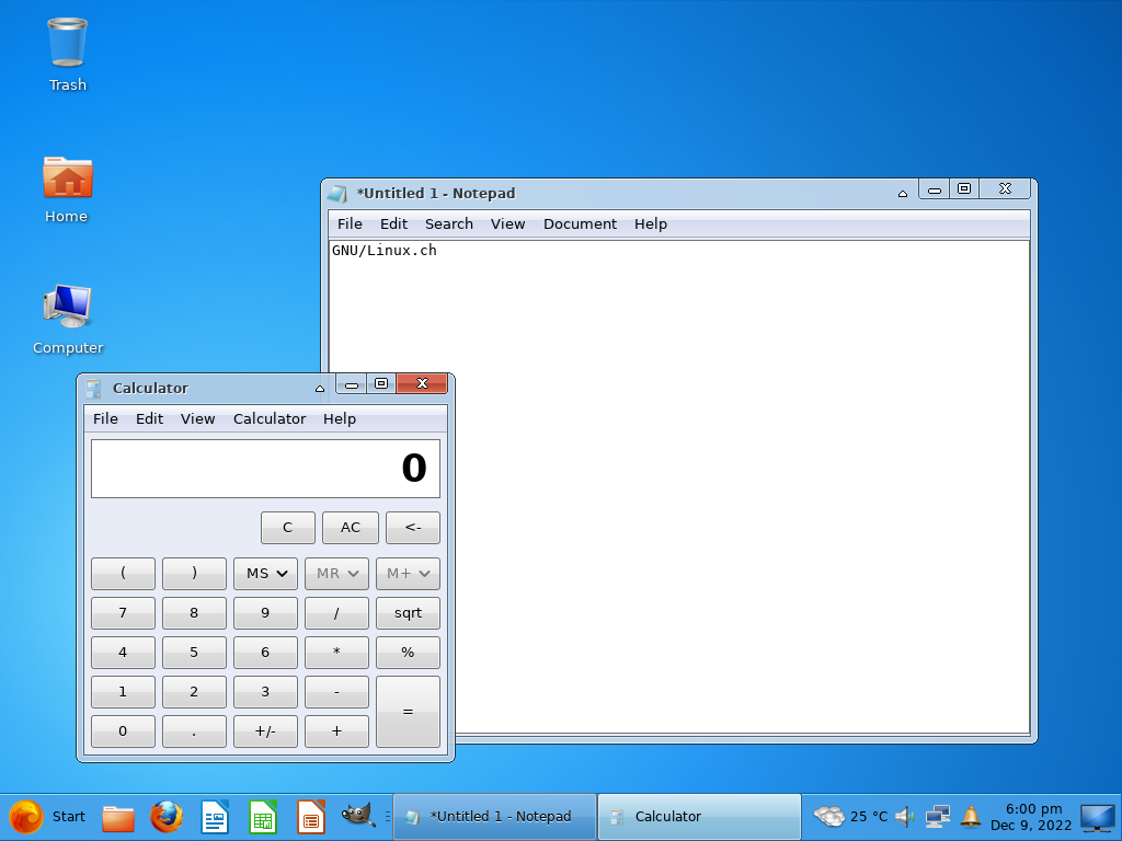 kumander linux - debian mit xfce im windows 7 gewand