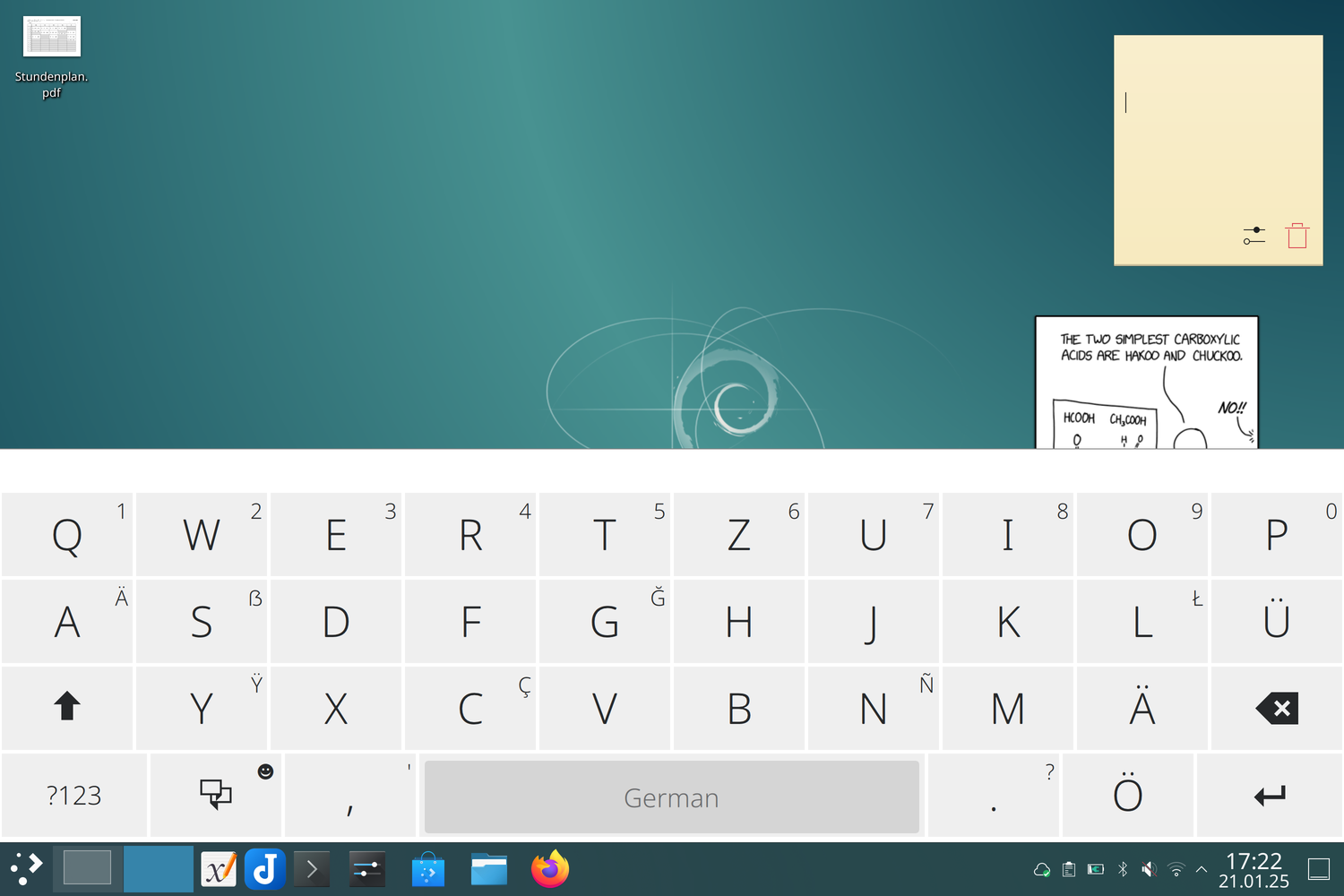 KDE Desktop mit maliit-Keyboard